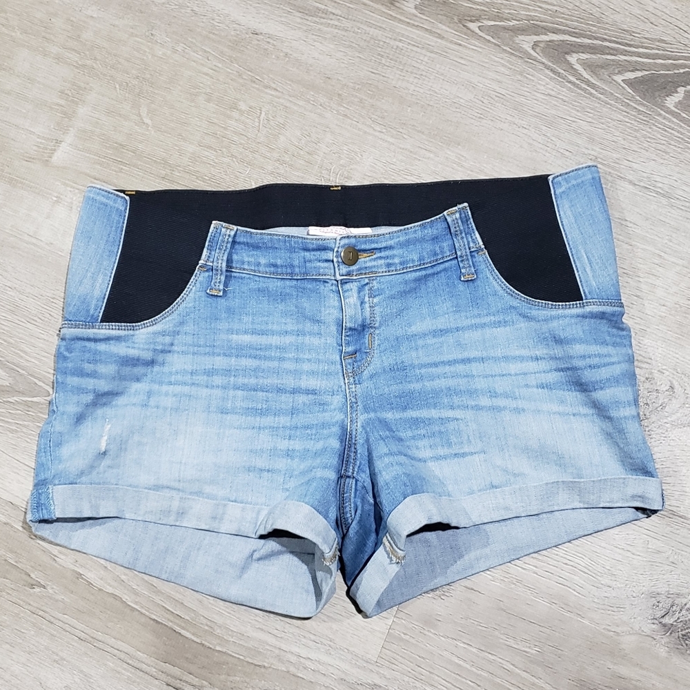 Isabel Maternity Midi Jean Shorts Denim Shorts